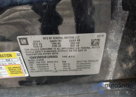 2015 GMC Acadia Sle-1 from USA, damaged, VIN 1GKKVNED4FJ286669